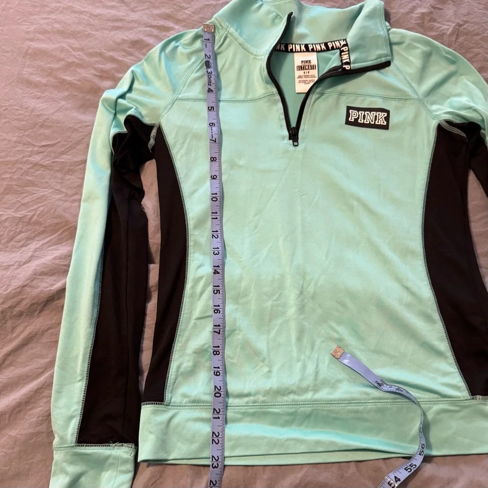 Victoria Secret PINK Teal And Black‎ 1/4 Zip Pullover Lightweight Adult Small - Picture 6 of 6